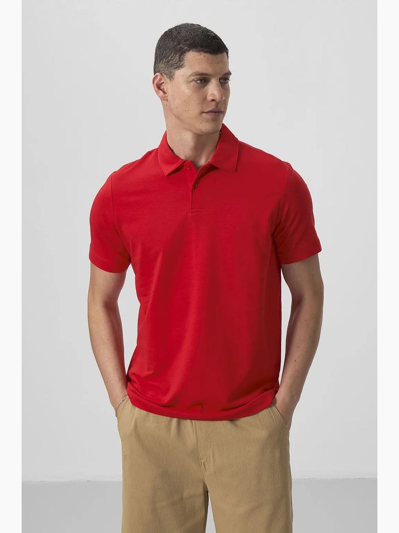 Polo algodão elastano tommy Vermelho - Kiabi
