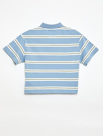 Polo às riscas de manga curta