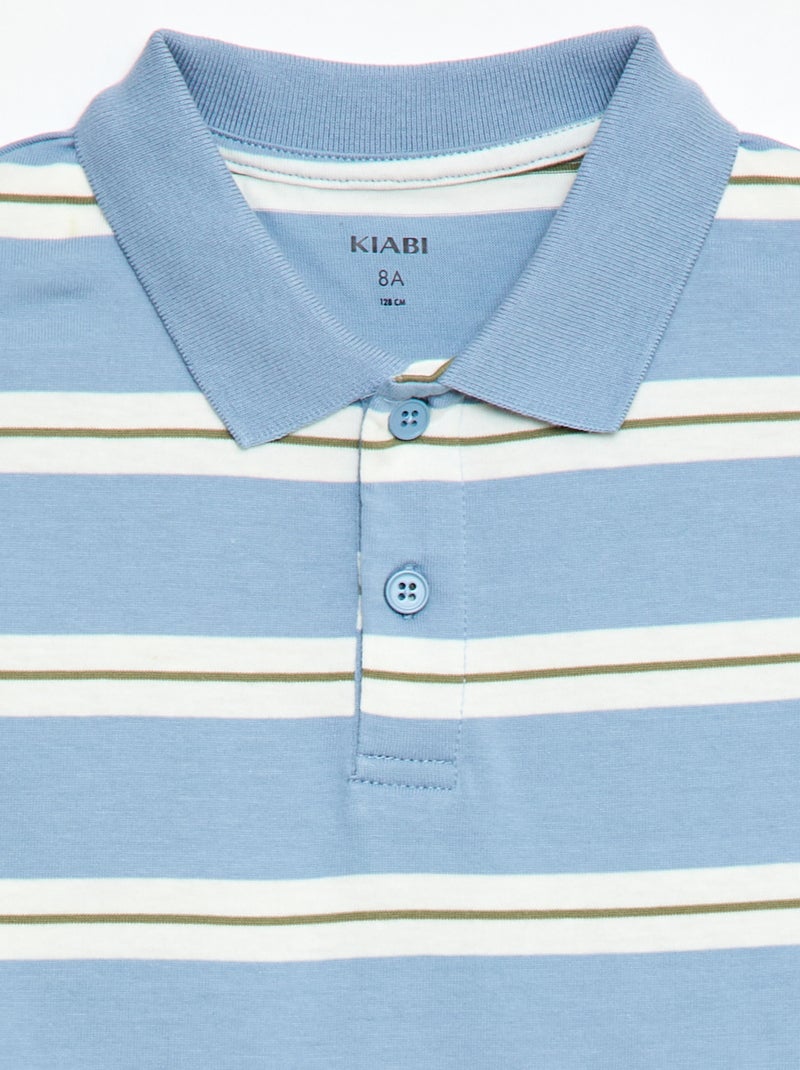 Polo às riscas de manga curta Azul - Kiabi