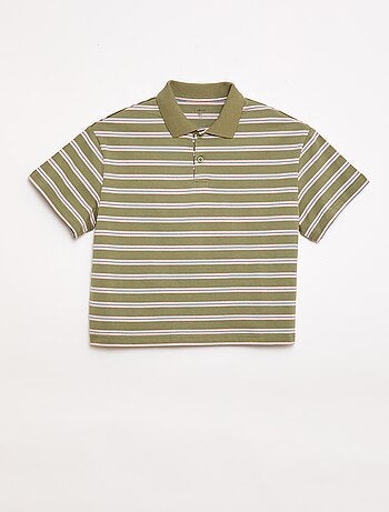 Polo às riscas de manga curta