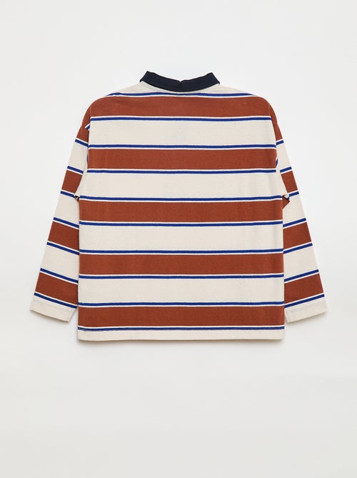 Polo às riscas em malha jersey de manga comprida - Kiabi