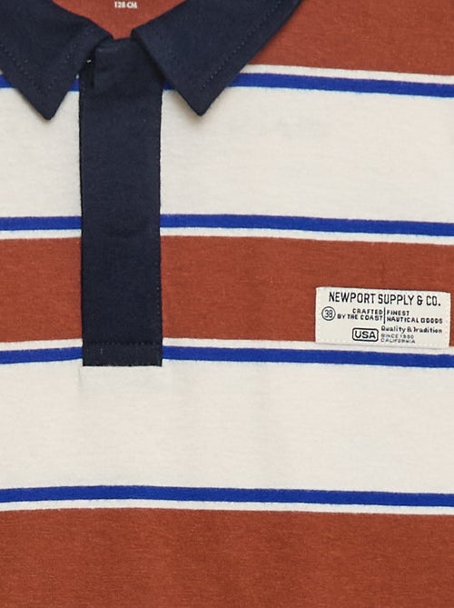 Polo às riscas em malha jersey de manga comprida - Kiabi