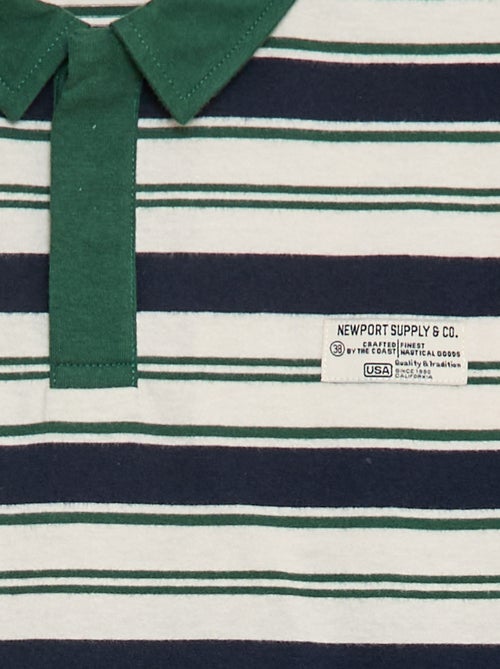 Polo às riscas em malha jersey de mangas compridas - Kiabi