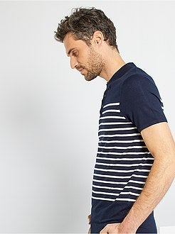 Polo às riscas em malha tricô - Kiabi