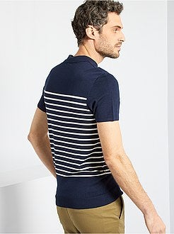 Polo às riscas em malha tricô - Kiabi