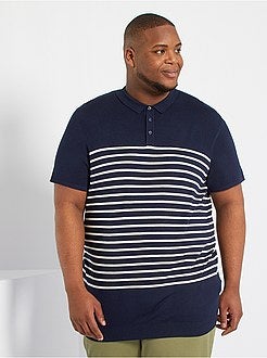 Polo às riscas em malha tricô - Kiabi