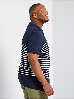 Polo às riscas em malha tricô - Kiabi