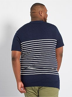 Polo às riscas em malha tricô - Kiabi