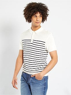 Polo às riscas em malha tricô - Kiabi