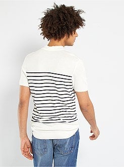 Polo às riscas em malha tricô - Kiabi