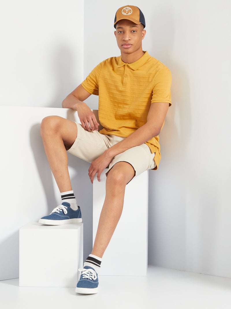 Polo às riscas jacquard +1m90 BEGE - Kiabi