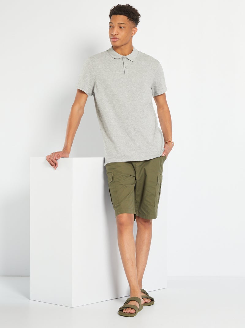 Polo às riscas jacquard +1m90 CINZA - Kiabi