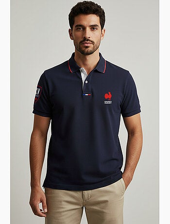 Polo azul-marinho seleção francesa de râguebi ? Coleção yannick ? Licença oficial ffr
