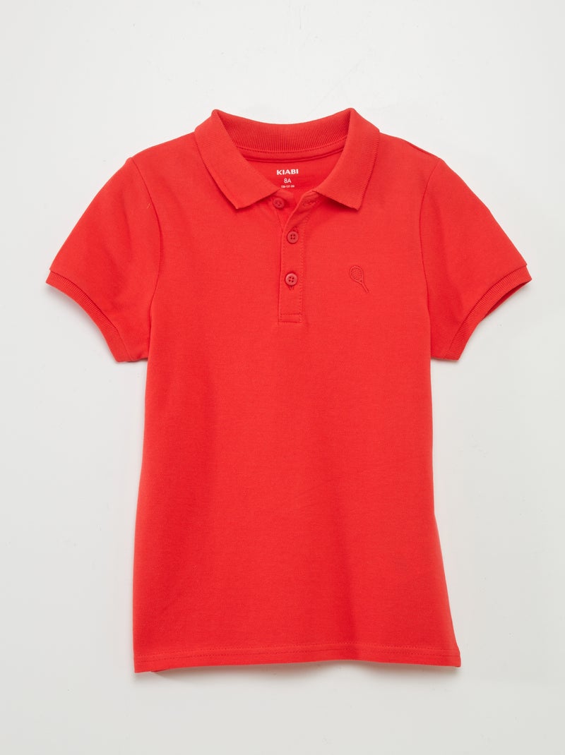 Polo básico em algodão Vermelho - Kiabi