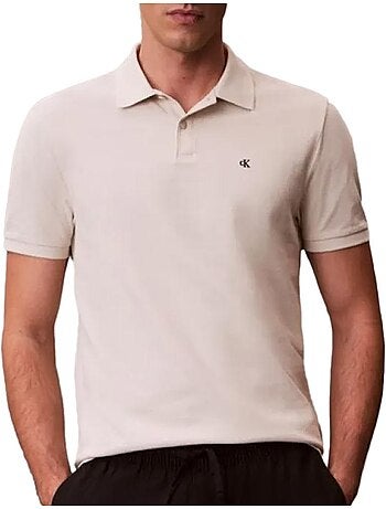 Polo bege calvin klein jeans monogram pique para homem