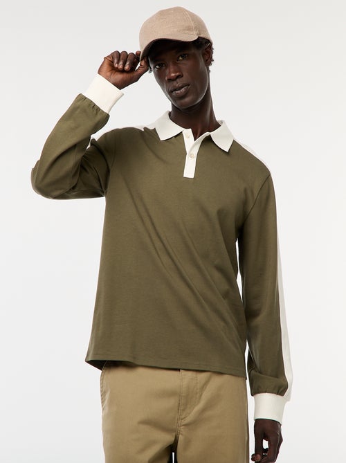 Polo bicolor de manga comprida - Kiabi