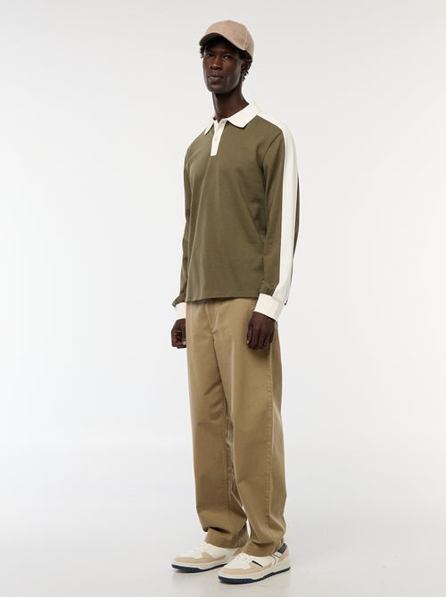 Polo bicolor de manga comprida - Kiabi