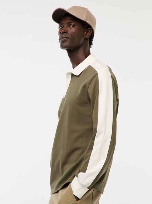 Polo bicolor de manga comprida - Kiabi