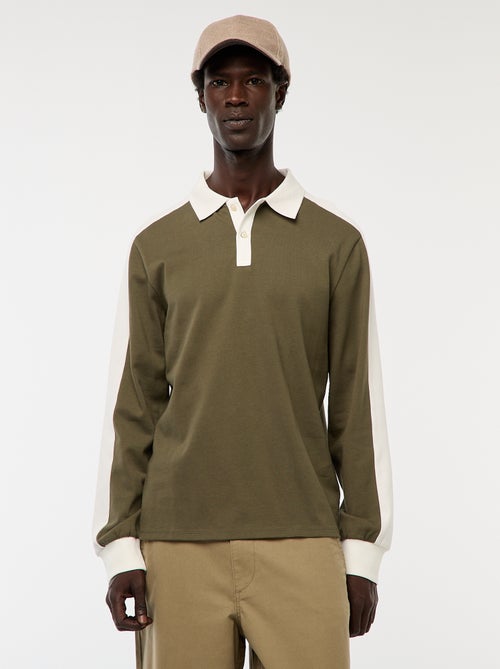 Polo bicolor de manga comprida - Kiabi