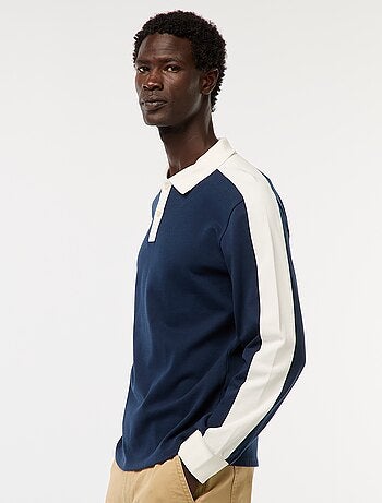 Polo bicolor de manga comprida