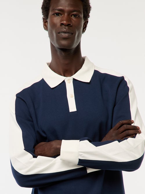 Polo bicolor de mangas compridas - Kiabi