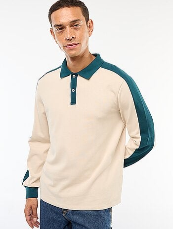 Polo bicolor de manga comprida