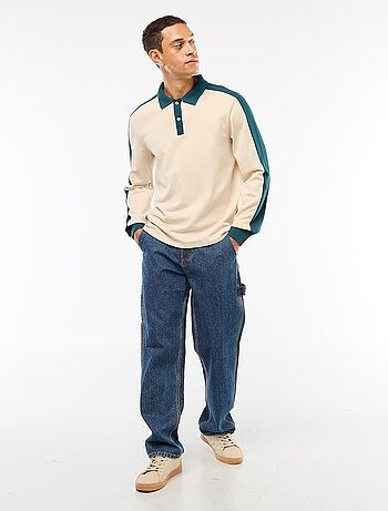 Polo bicolor de mangas compridas