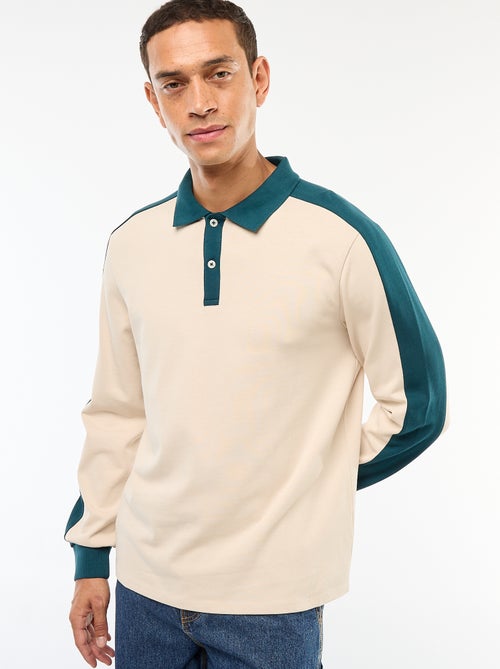 Polo bicolor de mangas compridas - Kiabi