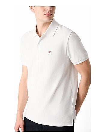 Polo Branco Calvin Klein Jeans Monogram Piqué para Homem