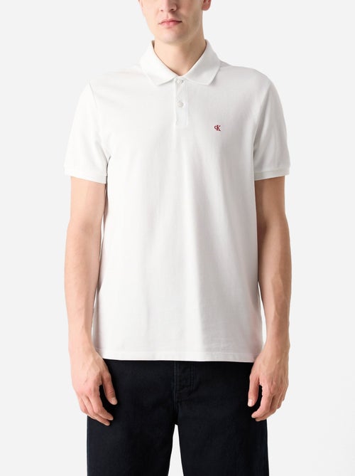 Polo Branco Calvin Klein Jeans Monogram Piqué para Homem - Kiabi Polo Branco Calvin Klein Jeans Monogram Piqué para Homem - Kiabi