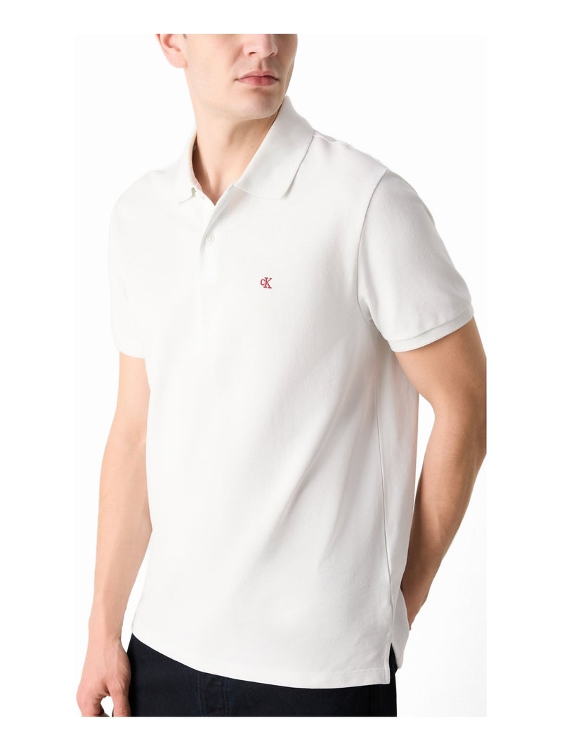 Polo Branco Calvin Klein Jeans Monogram Piqué para Homem Branco - Kiabi