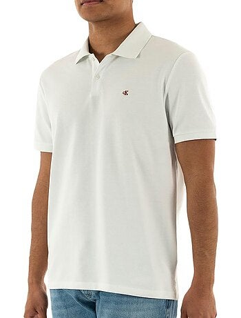 Polo branco calvin klein jeans monogram piqué para homem
