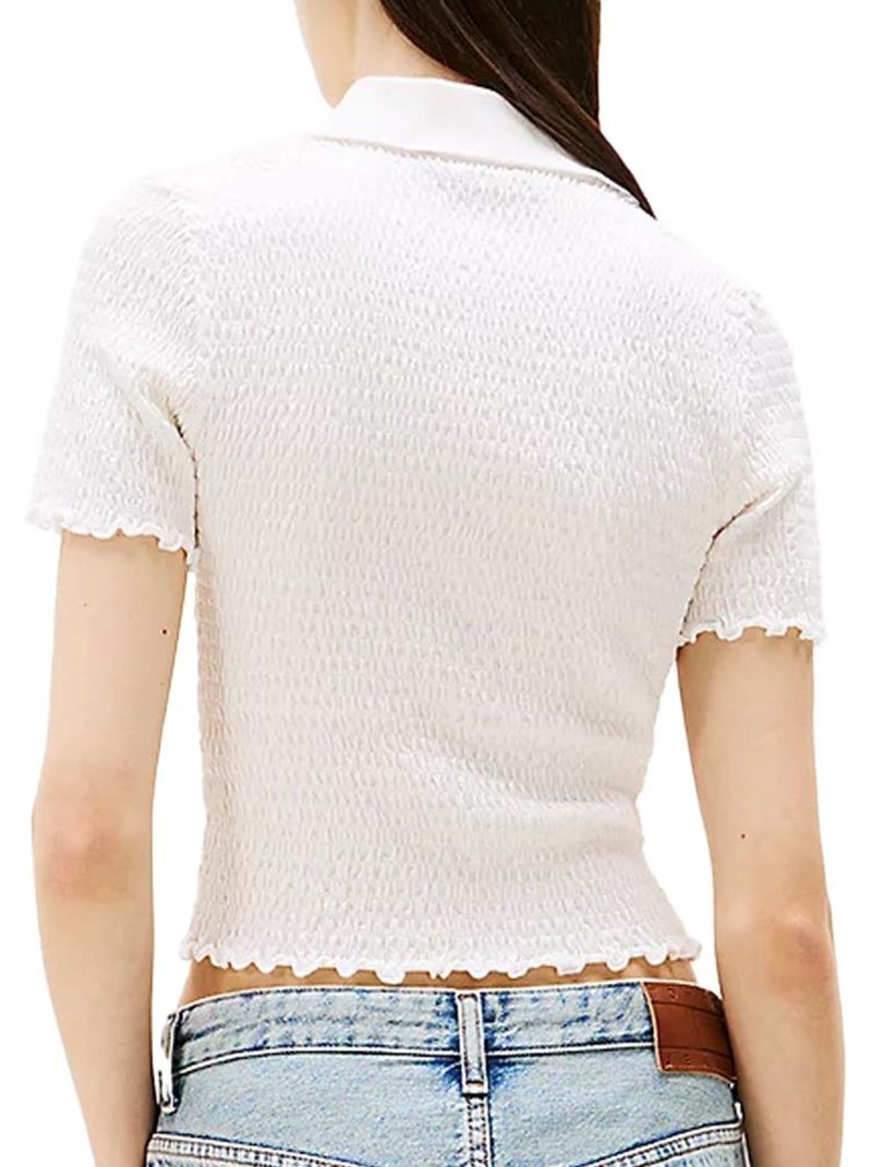 Polo Branco de Mulher Tommy Hilfiger com Efeito Franzido Branco - Kiabi