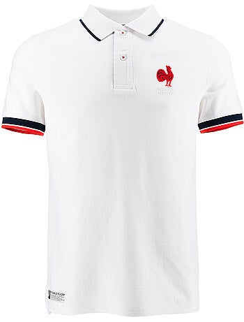 Polo branco seleção francesa de râguebi ? Coleção yannick ? Licença oficial ffr