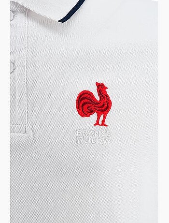 Polo branco seleção francesa de râguebi ? Coleção yannick ? Licença oficial ffr
