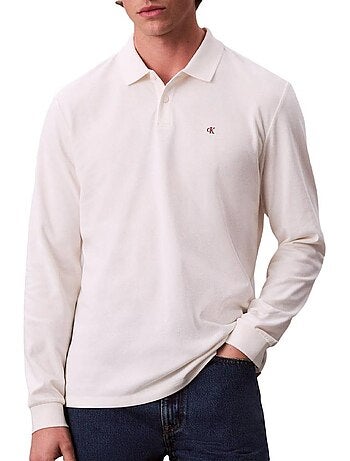 Polo Calvin Klein de Manga Comprida Branco para Homem