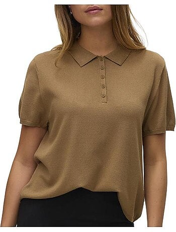 Polo castanho feminino vero moda lenny