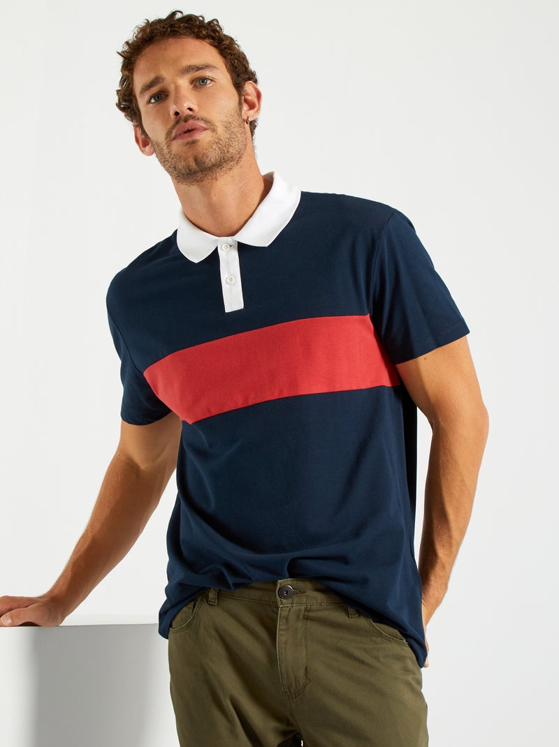 Polo color-block Azul Preto - Kiabi