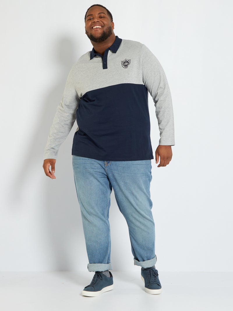 Polo color-block em jersey AZUL - Kiabi