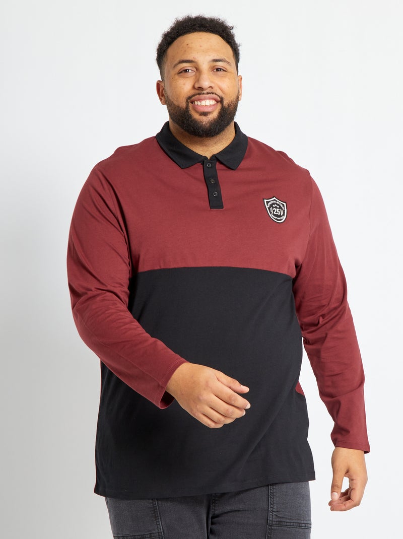 Polo color-block em jersey Preto - Kiabi