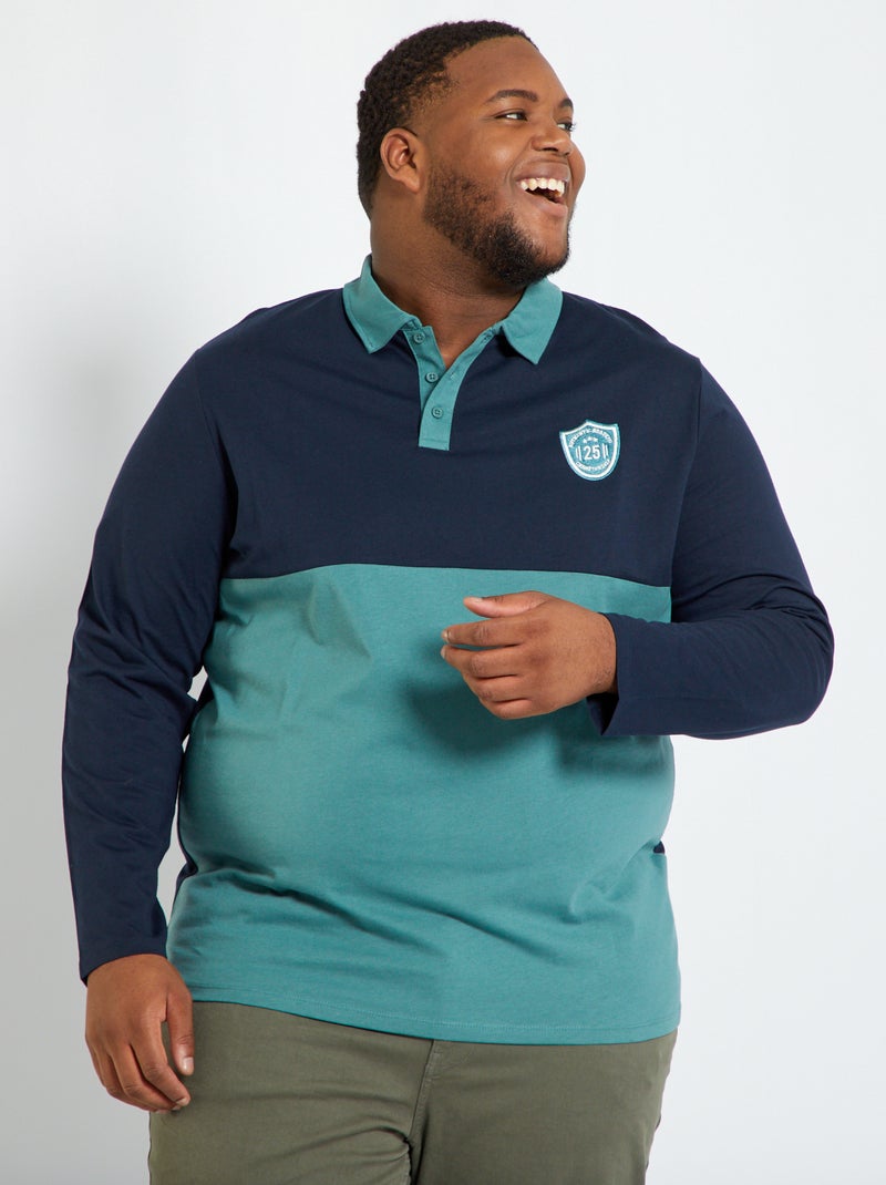 Polo color-block em jersey VERDE - Kiabi