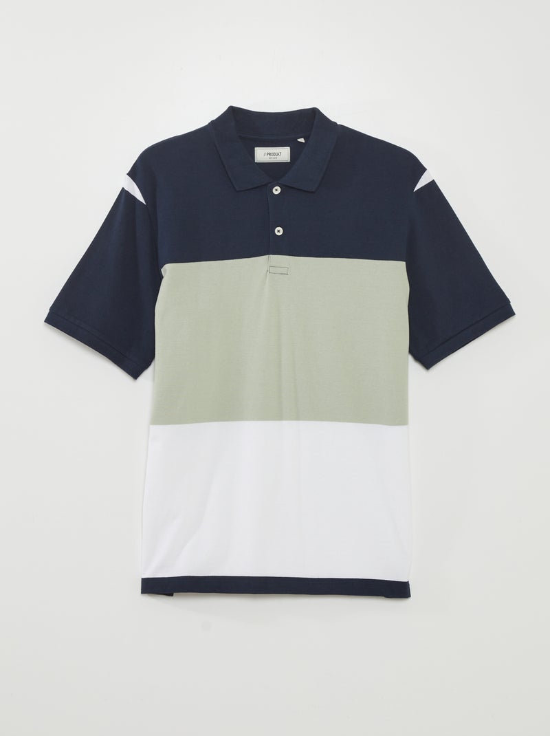 Polo color-block em piqué de algodão 'Produkt' BEGE - Kiabi