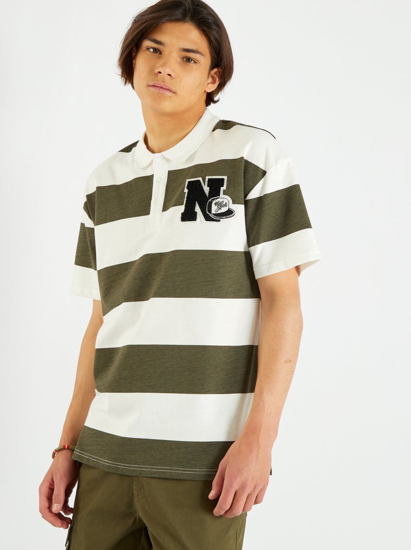 Polo com bordado frontal PRETO - Kiabi