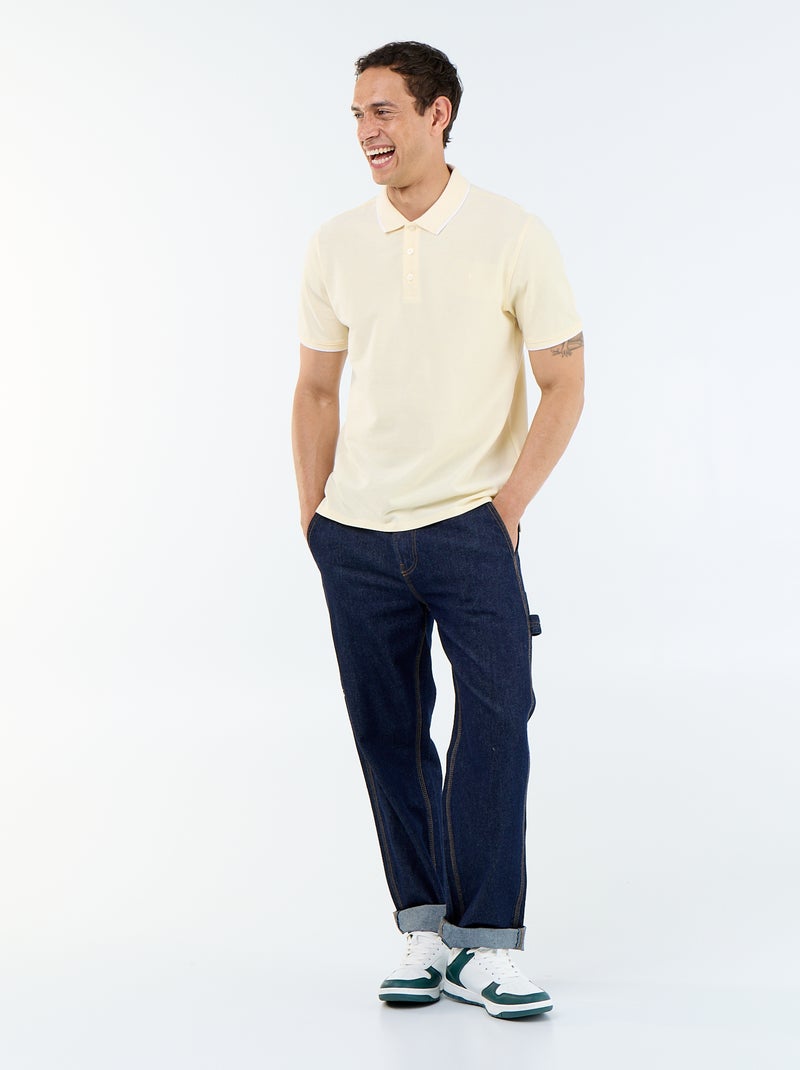 Polo com bordado no peito Amarelo - Kiabi