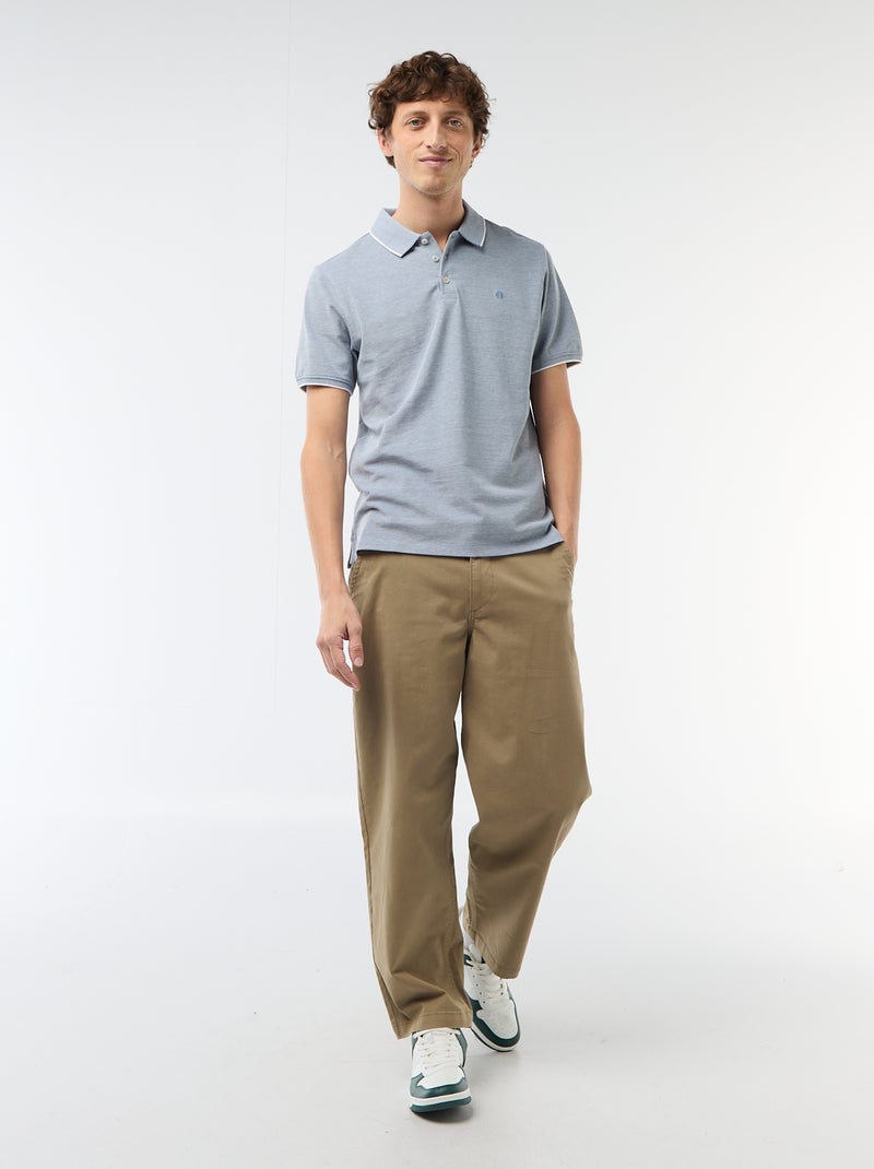 Polo com bordado no peito Azul - Kiabi