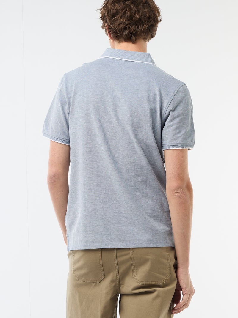 Polo com bordado no peito Azul - Kiabi