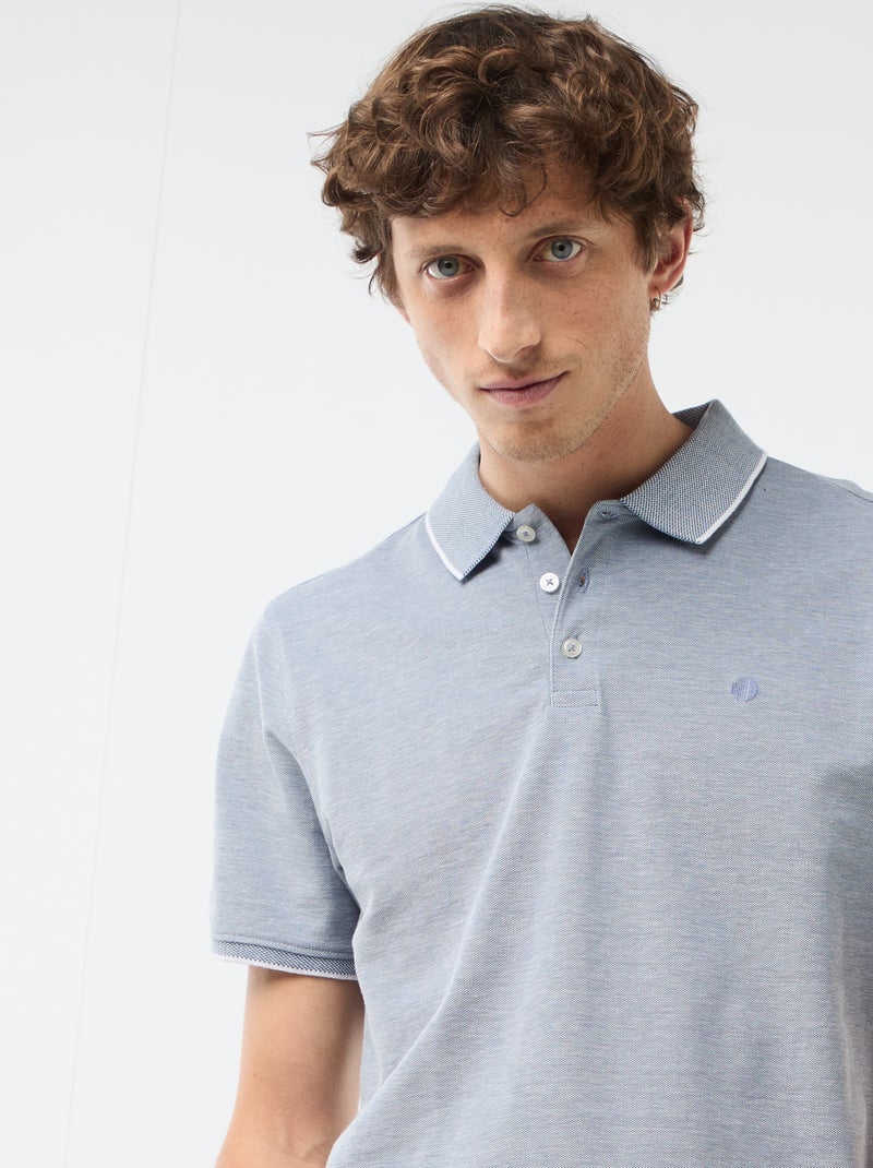 Polo com bordado no peito Azul - Kiabi