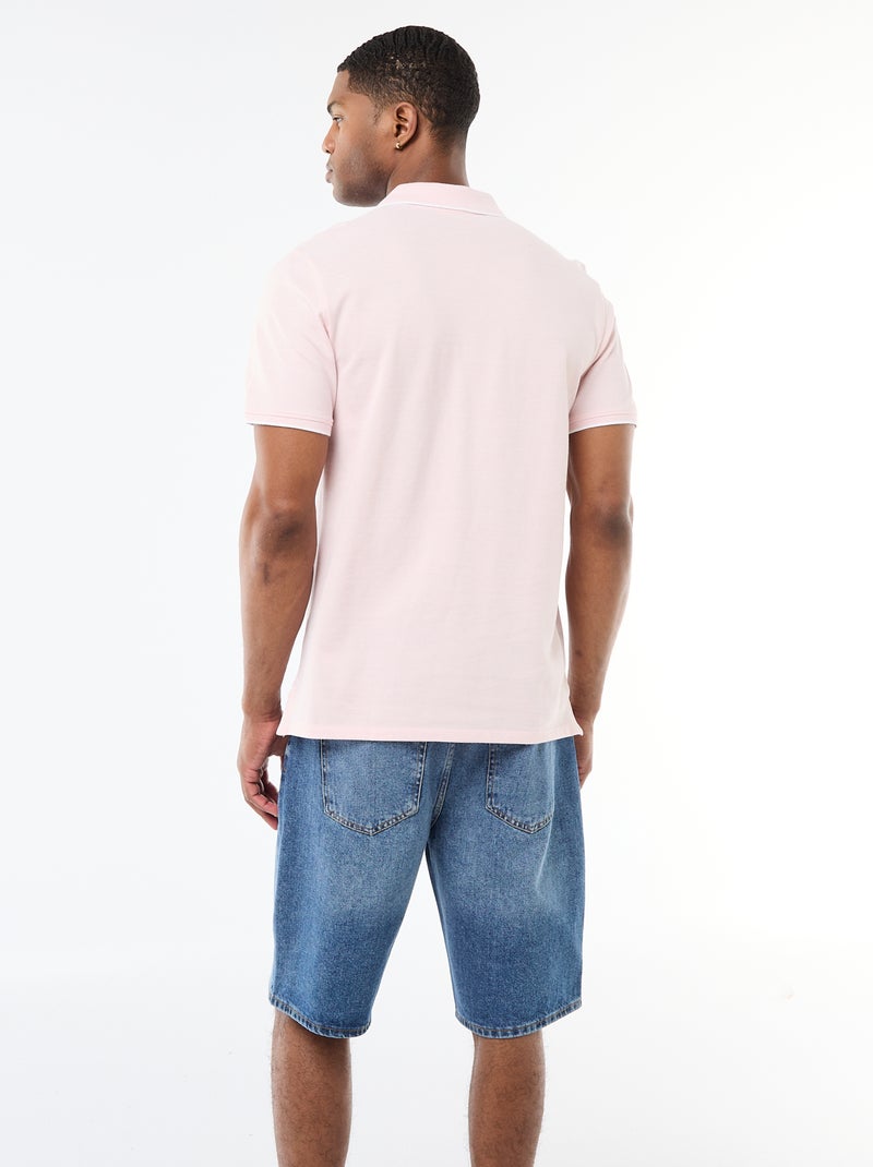 Polo com bordado no peito Rosa - Kiabi