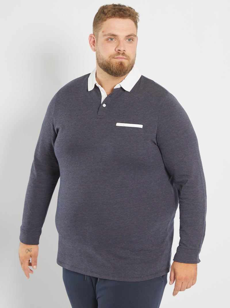Polo com colarinho de camisa AZUL - Kiabi