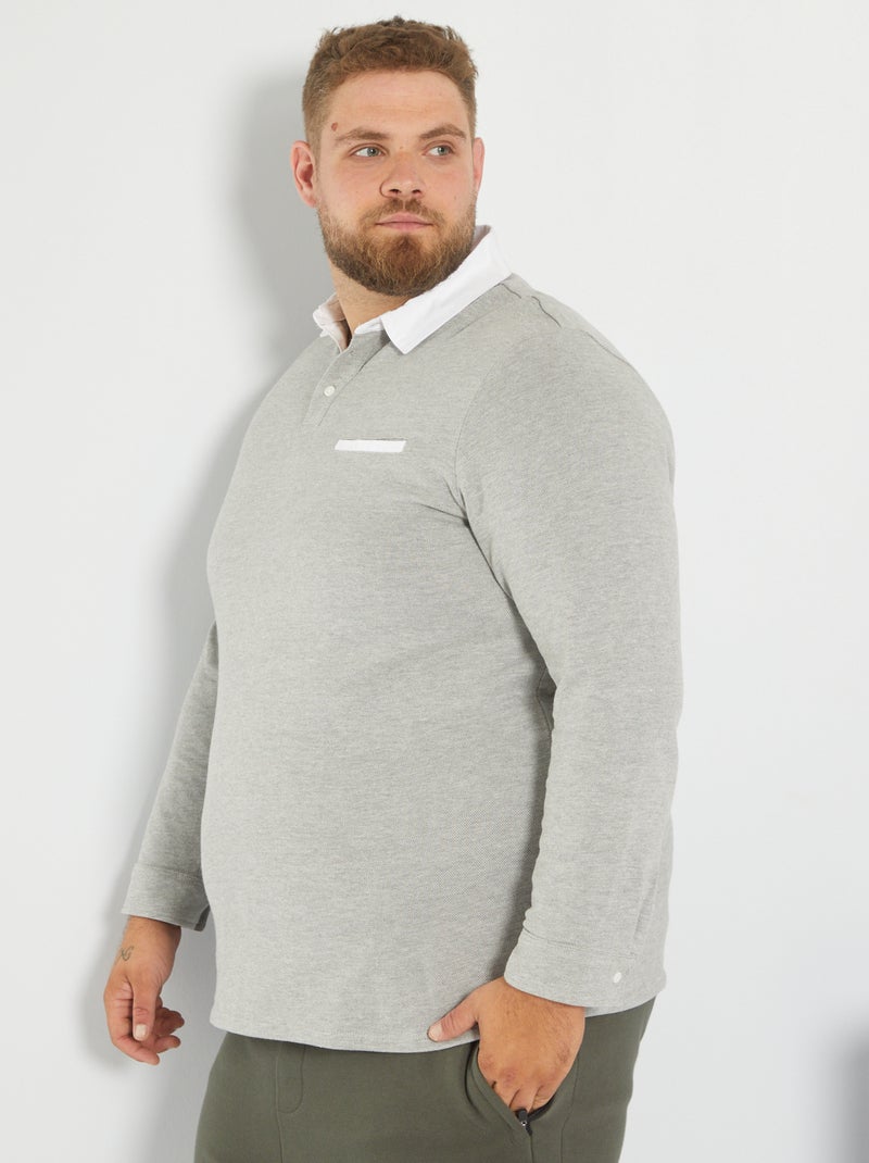 Polo com colarinho de camisa CINZA - Kiabi